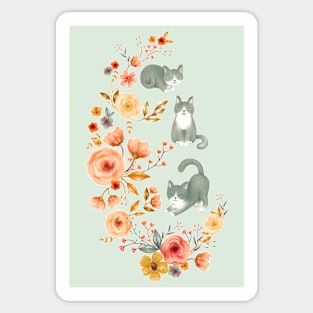 Fancy Felines with Flowers Sticker